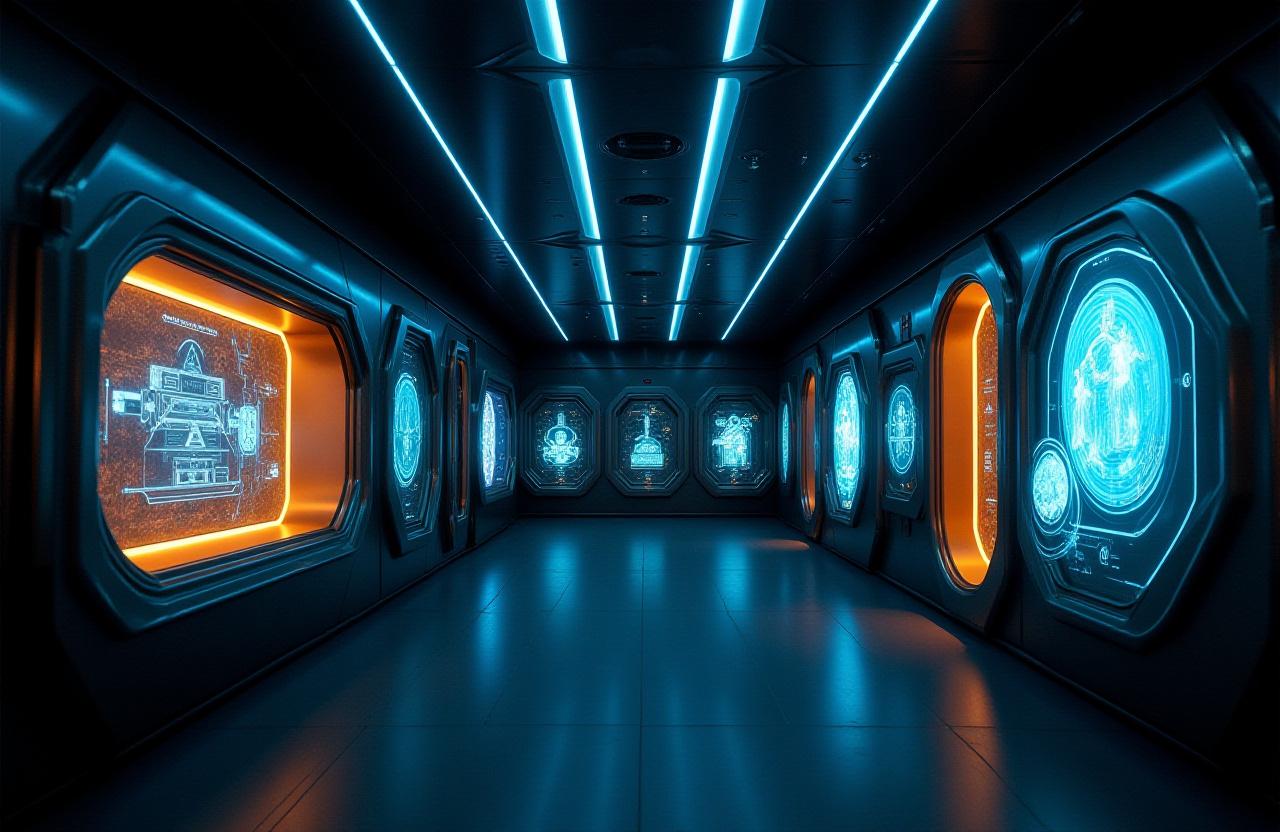 Futuristic digital art vault representation